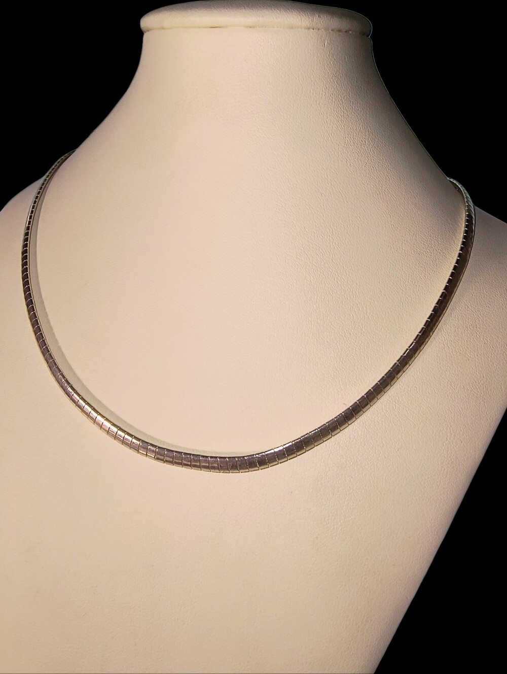 Milor Italy Sterling Silver 4 MM Omega Chain Choker Length